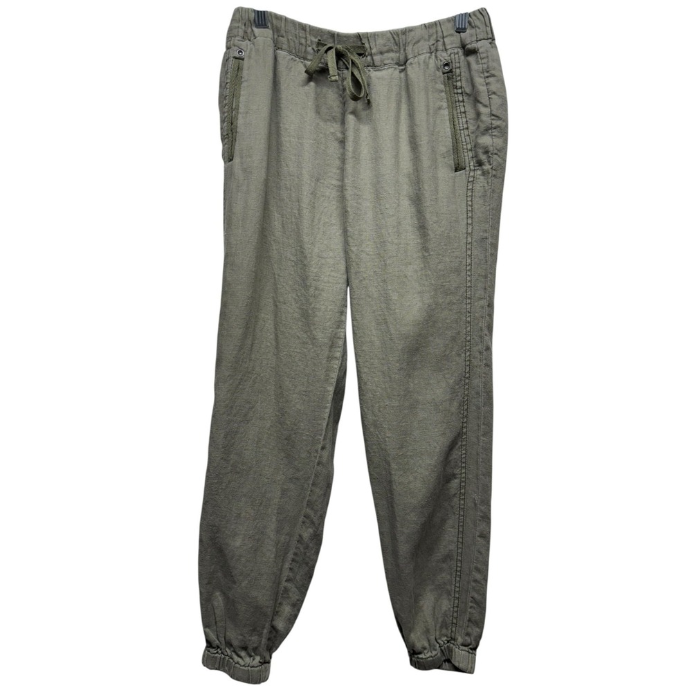 Michael Stars 100% Linen Jogger Pants Sz S Olive Green Coastal Pull On Lagenlook